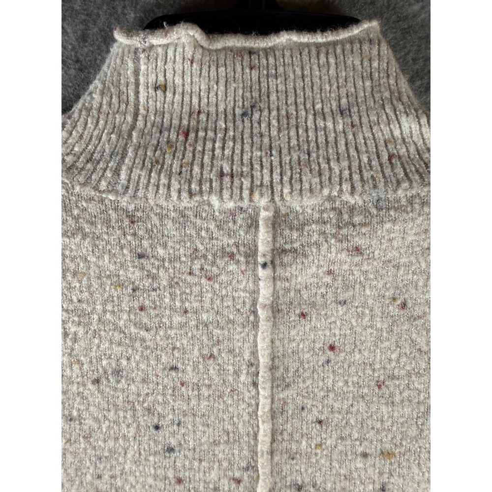 LOFT Womens Cream Oatmeal‎ Confetti Fleck Mock Neck Boucle Sweater Size M - Picture 2 of 12